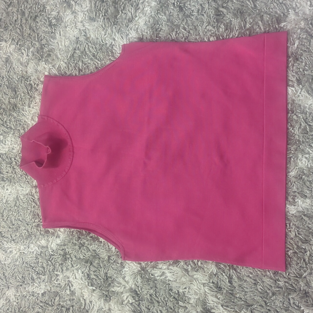 Jones New York M Silk Blend Sleeveless Shirt Mock Neck Dark Pink